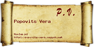 Popovits Vera névjegykártya