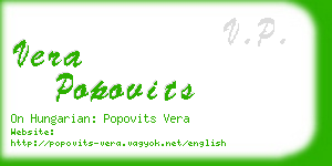 vera popovits business card